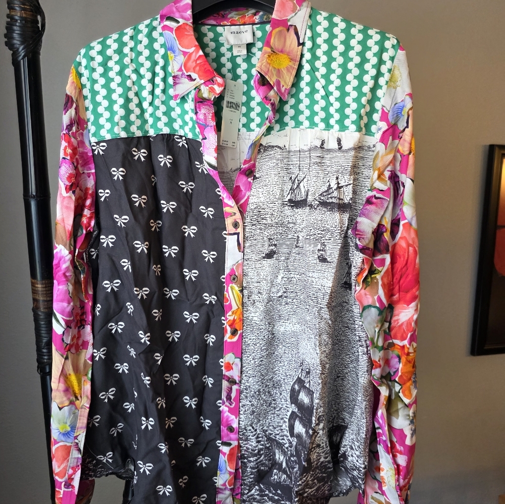 NWT Maeve For Anthropologie Multicolor Patterned Women's Blouse